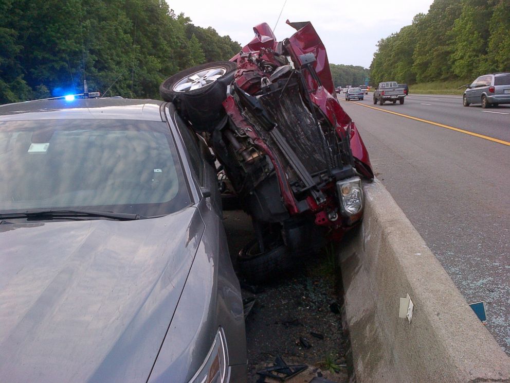 Driver Crashes Into Virginia State Police Cars on I95 ABC News