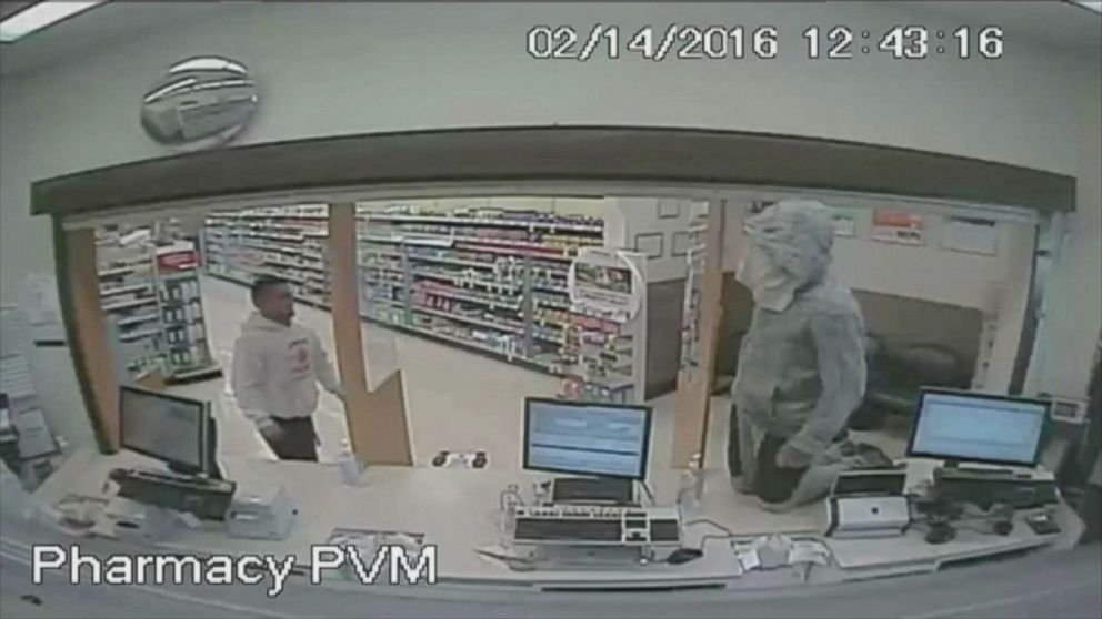 PHOTO: Anthony Nemeth, right, allegedly jumped on the counter of a Walgreens pharmacy in Bradenton, Florida, and demanded Oxycodone pills, according to police. 