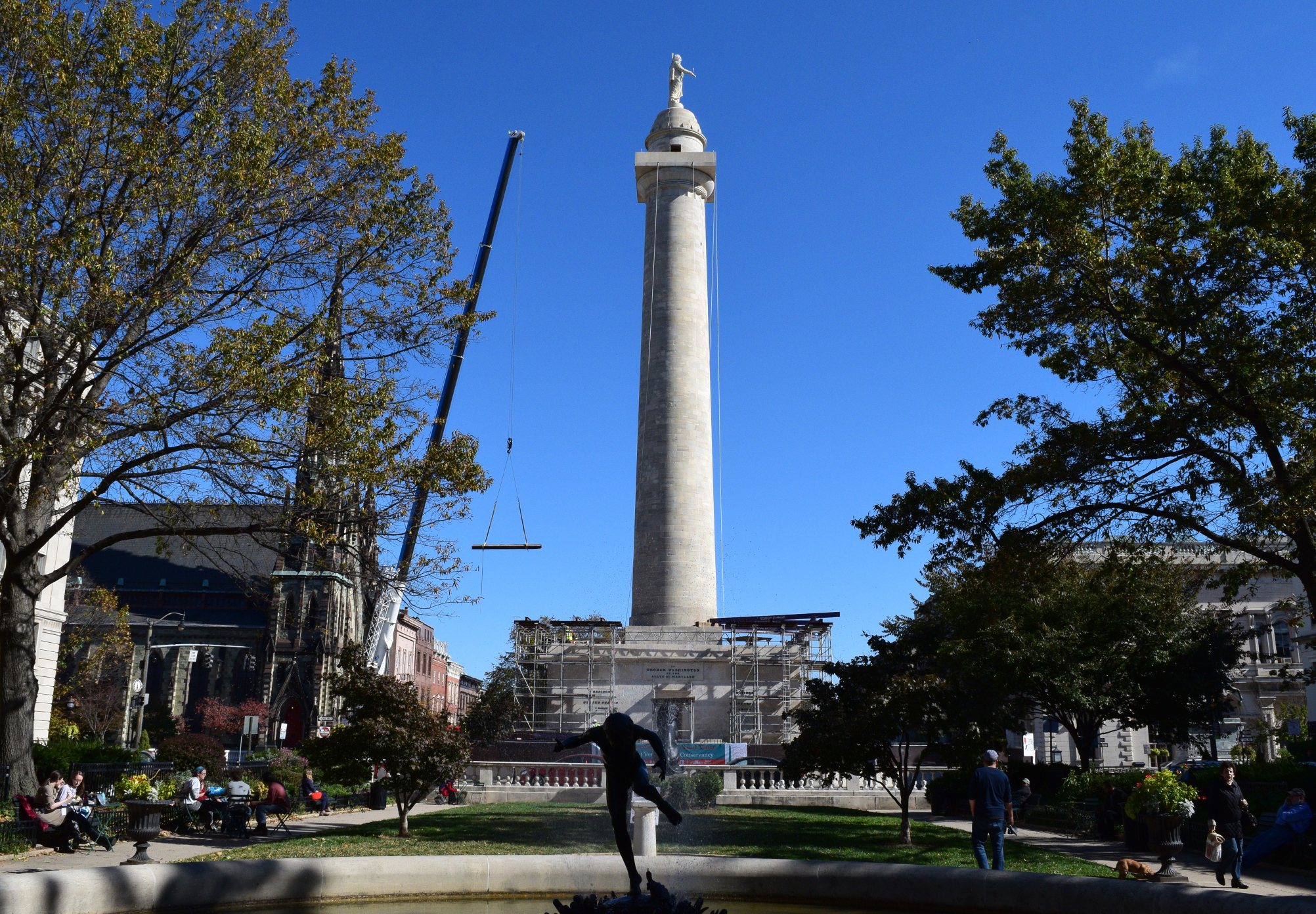 PHOTO: Washington Monument in Baltimore under restoration.
