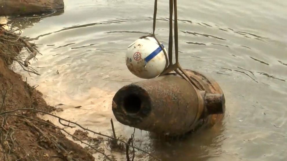 PHOTO: A team of underwater archaeologists from the University of South Carolina uncovered three Civil War cannons from the Pee Dee River on Tuesday.