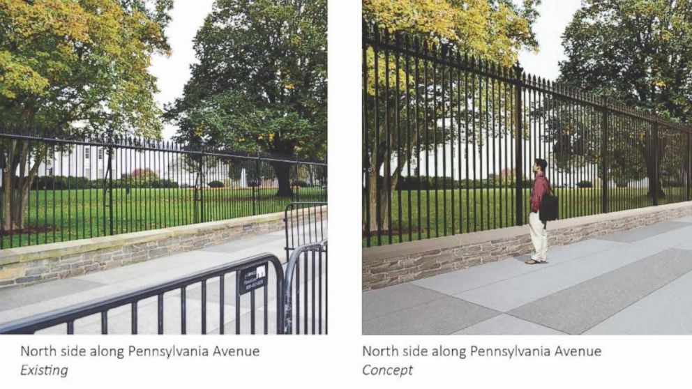 PHOTO: Comparison of current and proposed White House fence from Lafayette Park. 