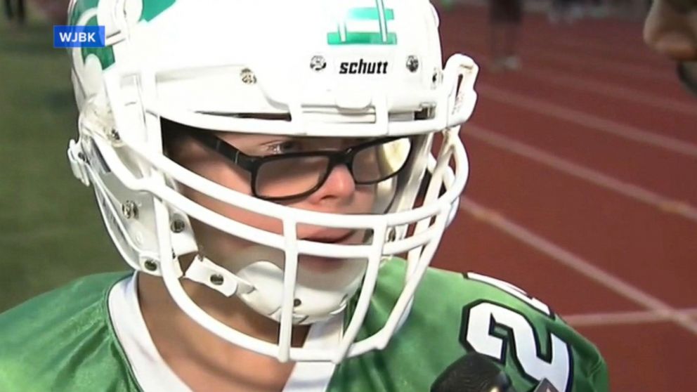 PHOTO: Robby Heil, a student at Novi High School with down syndrome, scored a touchdown for the school's football team on Sept. 16, 2016.