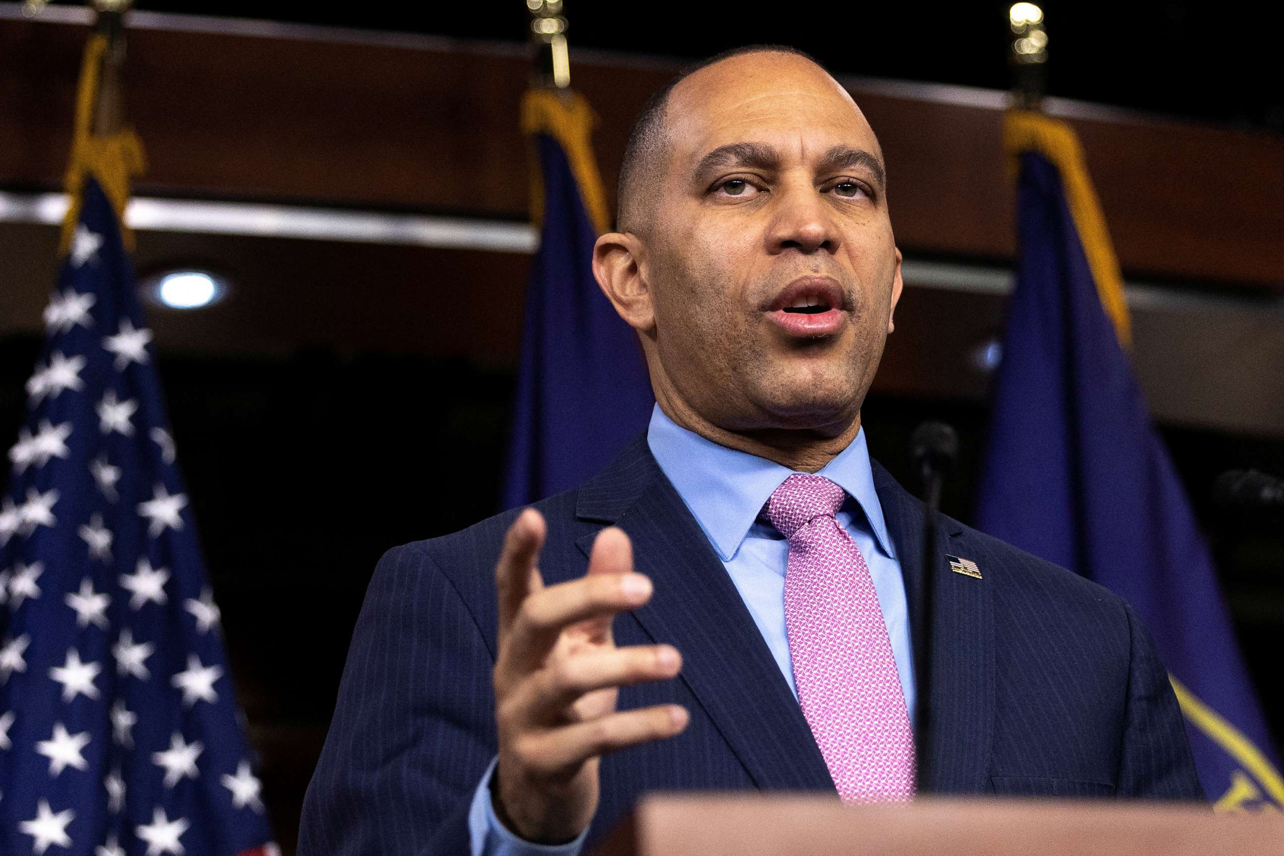 PHOTO: House Democratic Minority Leader Hakeem Jeffries hosts his weekly news conference on Capitol Hill in Washington, March 30, 2023.