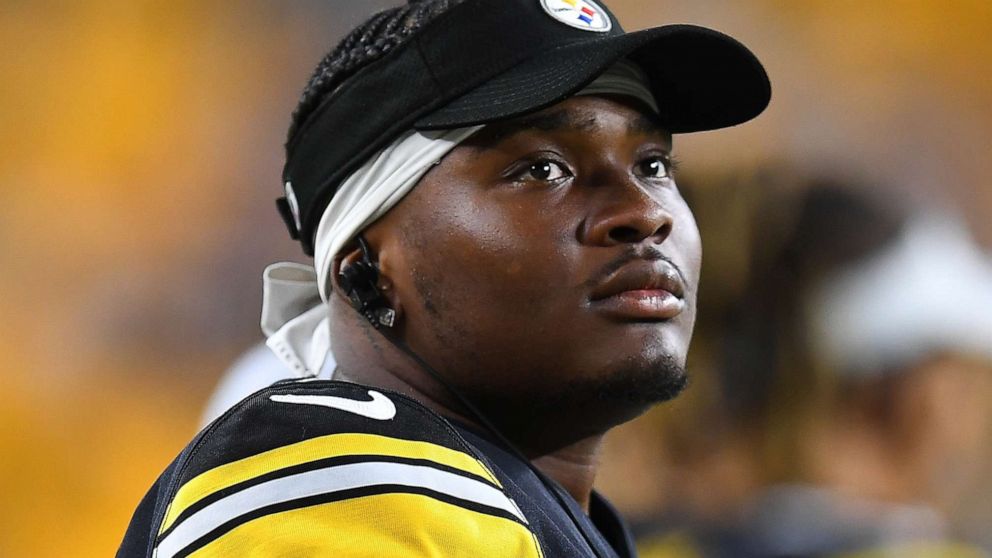 PHOTO: Dwayne Haskins of the Pittsburgh Steelers looks on during the game against the Detroit Lions at Heinz Field, Aug. 21, 2021, in Pittsburgh.