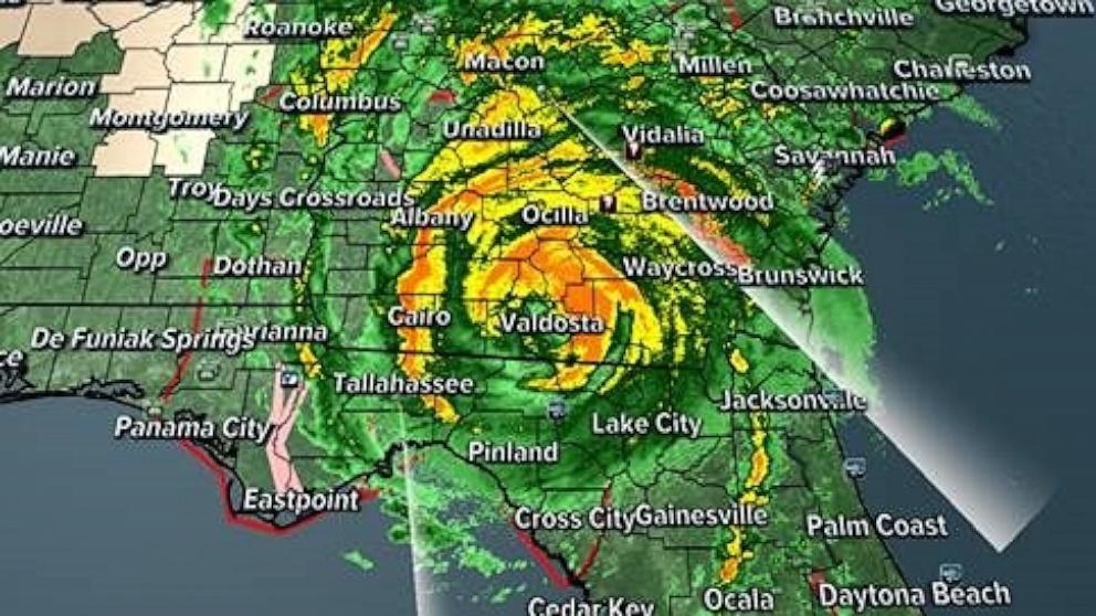 PHOTO: Helene has moved almost 75 miles inland, but remains a hurricane with top sustained winds now at 110 mph.