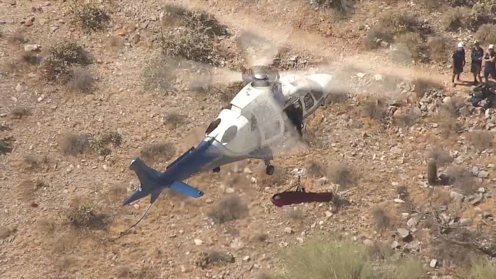 PHOTO: A helicopter made a dizzy rescue for a woman who sustained injuries while hiking in Arizona. 