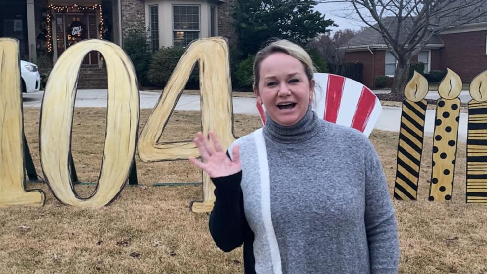 PHOTO: Granddaughter Holly McDonald welcomed Major Wooten home. 