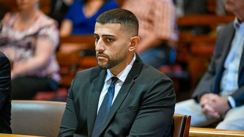 PHOTO: Nauman Hussain, who ran the limousine company involved in the 2018 crash that killed 20 people, appears in court during a new trial in Schoharie, N.Y. , May 8, 2023.