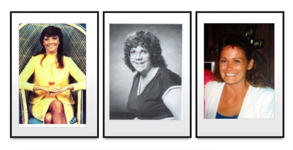 PHOTO: Vicki Heath, Margaret Gill and Jeanne Gilbert in police handout photos.