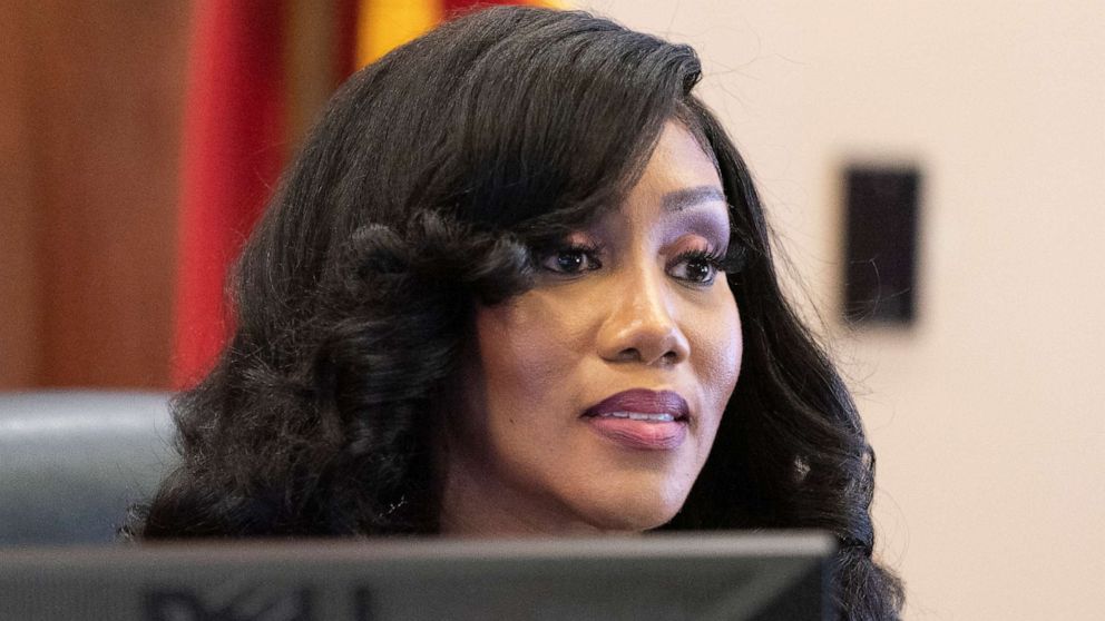 PHOTO: Chancery Court Judge I'Ashea L. Myles delivers remarks from the bench during a status hearing involving the release of records in the March Covenant School shooting case, May 22, 2023, in Nashville.