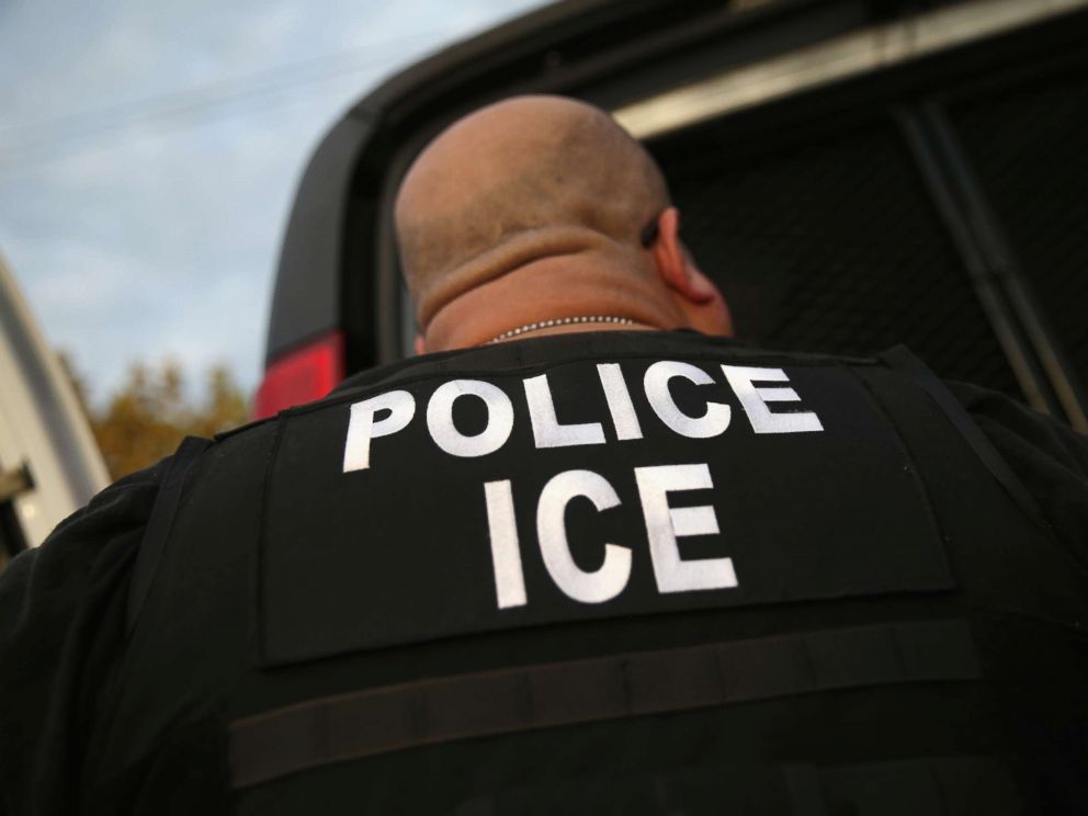 PHOTO: U.S. Immigration and Customs Enforcement (ICE), agents detain an immigrant on in Los Angeles, on Oct. 14, 2015.