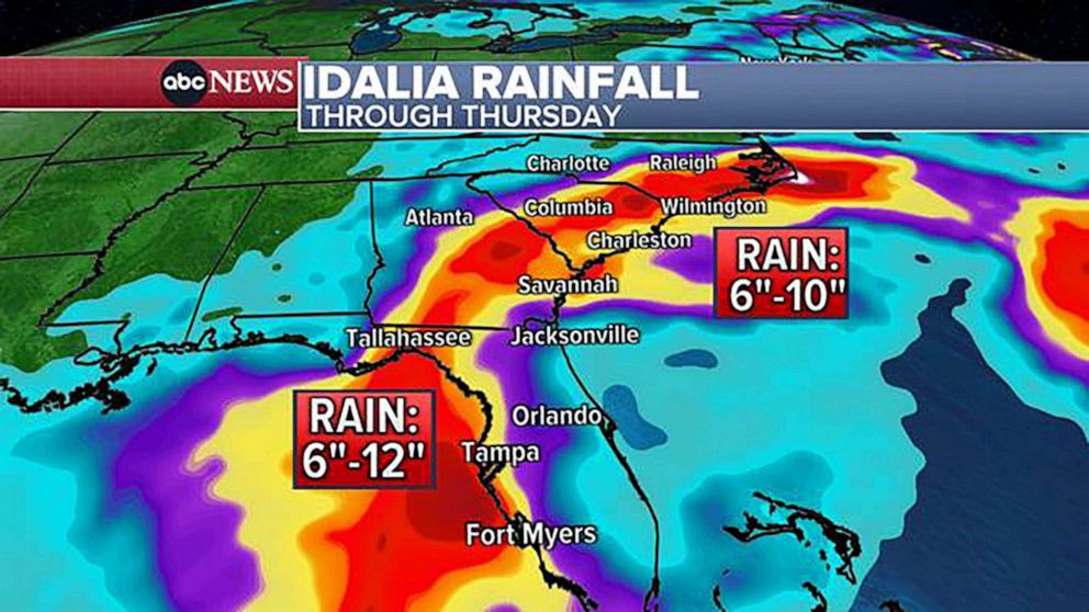 PHOTO: Heavy rain of up to a foot possible in northern FL and coastal GA, and Carolinas