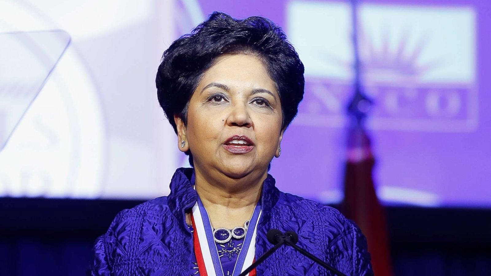 PHOTO: Chairman and CEO of PepsiCo, Indra Nooyi attends 2017 Ellis Island Medals of Honor Ceremony at Ellis Island on May 13, 2017 in New York.