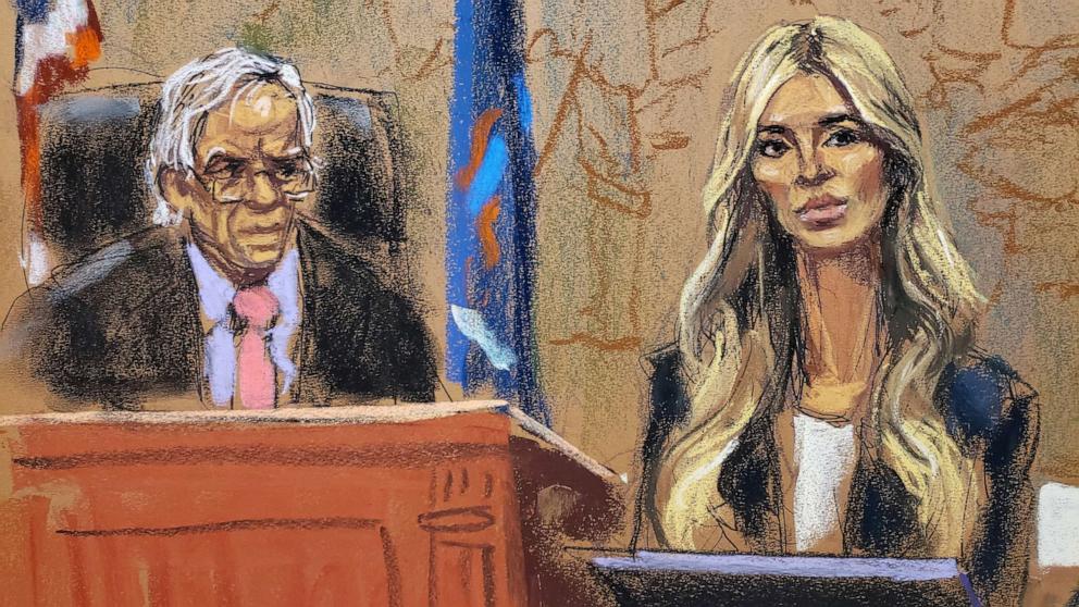 PHOTO: Ivanka Trump is questioned on the witness stand during the Trump Organization civil fraud trial before Judge Arthur Engoron in New York State Supreme Court in New York City, Nov. 8, 2023, in this courtroom sketch.