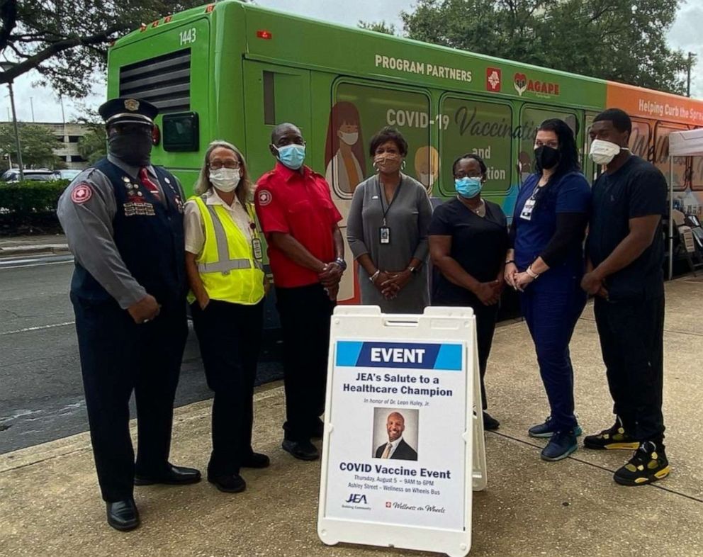 PHOTO: JEA held a vaccination clinic in honor of the late Dr. Leon Haley Jr. on Aug. 5, 2021, in Jacksonville, Florida.