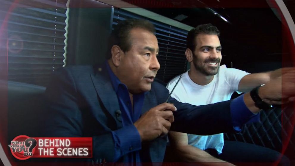 PHOTO: Host John Quinones and special guest Nyle DiMarco watch from behind the scenes.