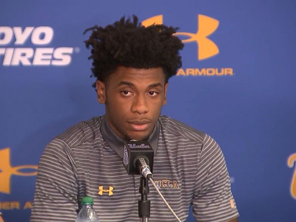 PHOTO: Jalen Hill spoke at a press conference at UCLA, Nov. 15, 2017.