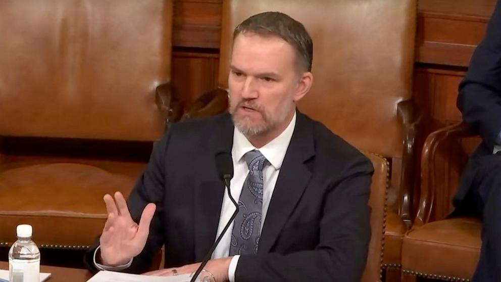 PHOTO: Trade Representative Jamieson Greer testifies before the House Ways and Means Committee on Capitol Hill in Washington, April 9, 2025.