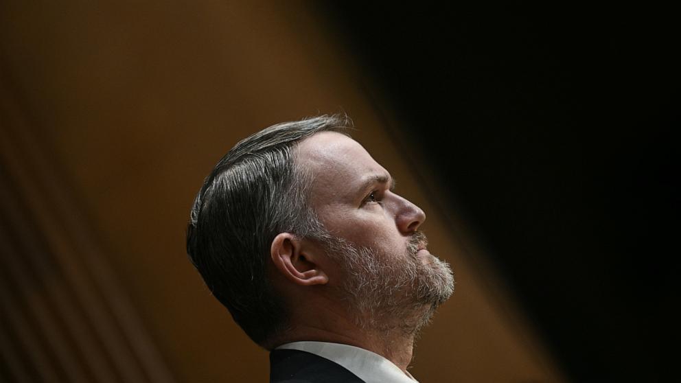 PHOTO: U.S. Trade Representative Jamieson Greer testifies during a Senate Finance Committee hearing on President Donald Trump's 2025 trade policies, on Capitol Hill in Washington, April 8, 2025.