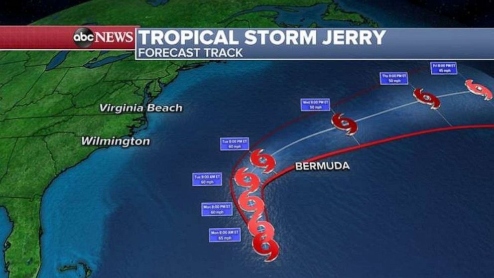 PHOTO: Tropical Storm Jerry is not expected to strengthen but a Tropical Storm Watch has been issued in Bermuda.