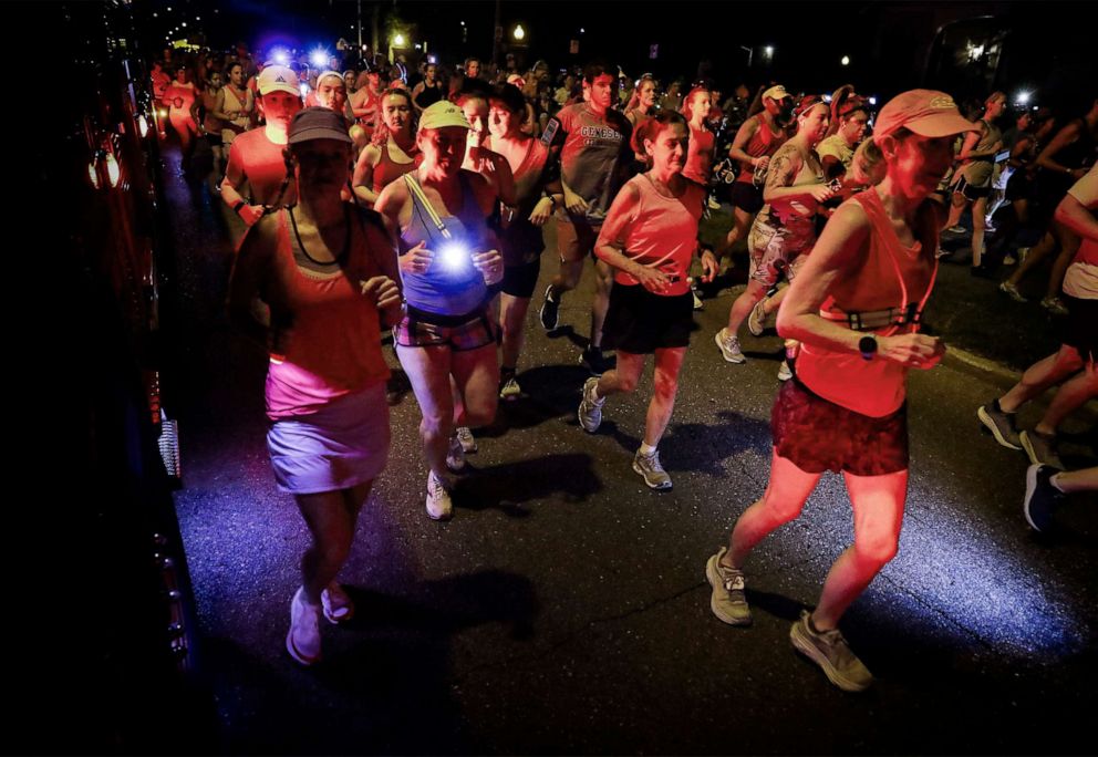 PHOTO: Thousands of runners, supporters and mourners attend a 4:20 a.m "Let's Finish Liza's Run" event in honor of Eliza Fletcher, Sept. 9, 2022 in Memphis, Tenn. Fletcher, was kidnapped and murder while running last week.