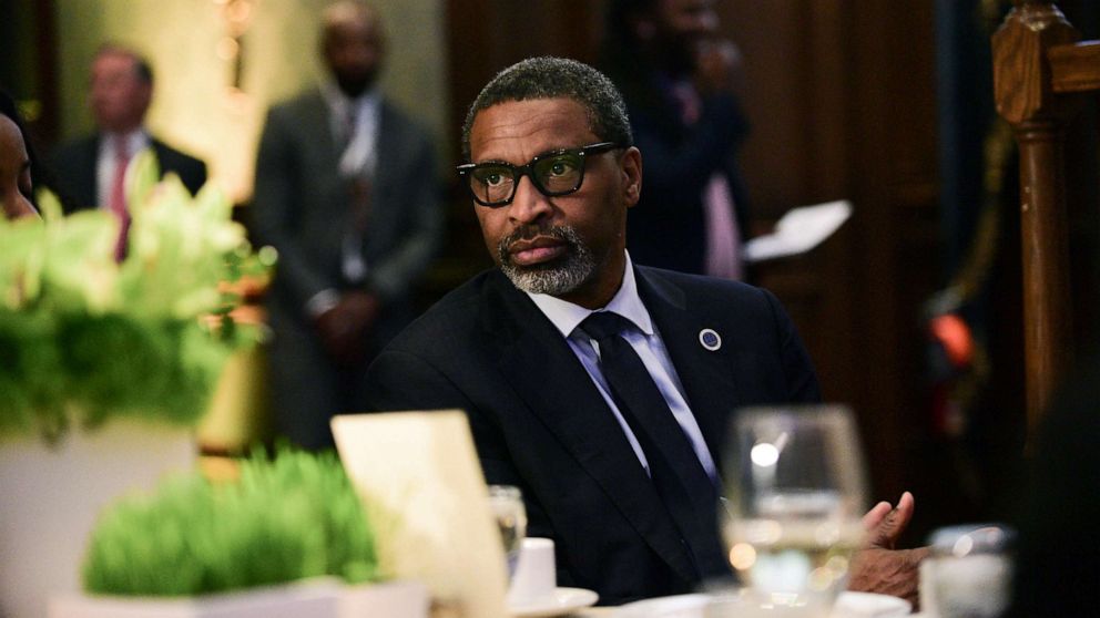 PHOTO: Derrick Johnson, President and CEO of the NAACP attends the PGA Works Beyond The Green at Union League, April 30, 2022, in Philadelphia.