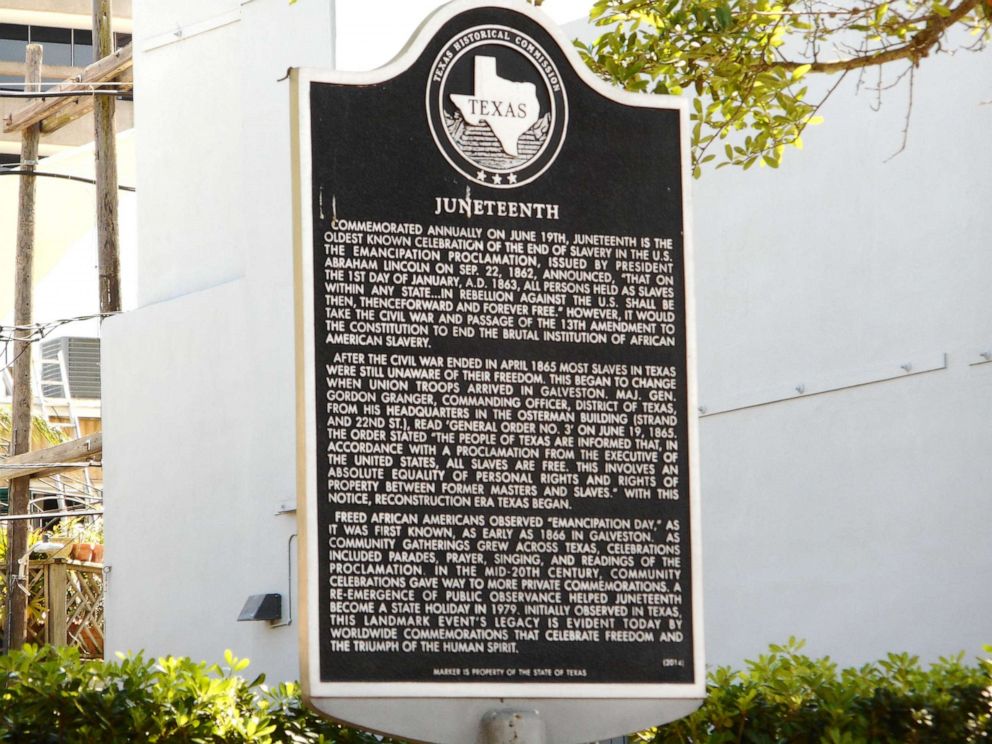 PHOTO: The subject marker to commemorate Juneteenth in Galveston, Texas, which is the last location in the country to end slavery two years after the Emancipation Proclamation was executed in 1863.