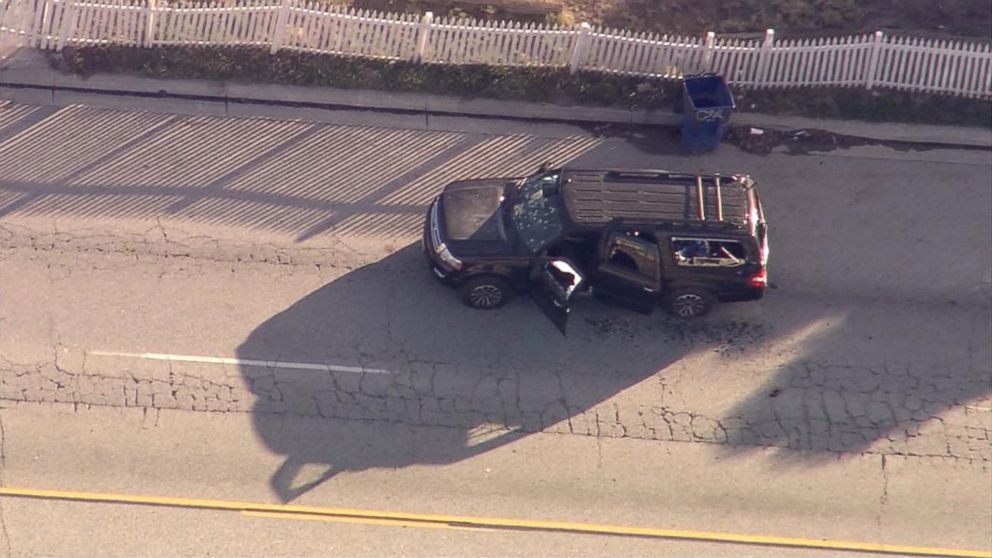 PHOTO: An SUV with bullet holes in San Bernardino, Calif., Dec. 2, 2015. 