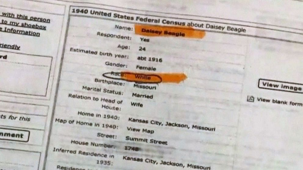 PHOTO: Daisy Beagle, Verda Byrd's birth mother, was counted as white in the 1940 U.S. census.