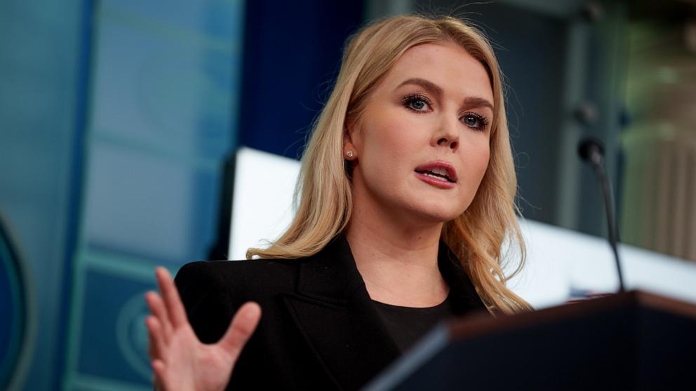 PHOTO: White House Press Secretary Karoline Leavitt speaks during a news conference in the Brady Press Briefing Room at the White House, Feb. 5, 2025 in Washington.