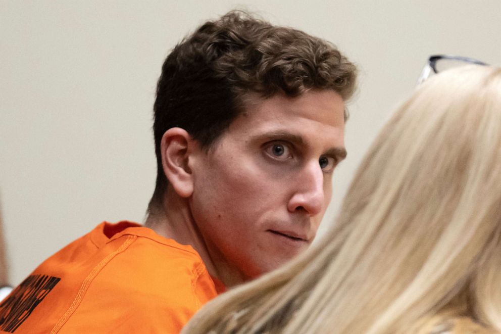 PHOTO: Bryan Kohberger, left, who is accused of killing four University of Idaho students in November 2022, looks toward his attorney, public defender Anne Taylor, right, during a hearing in Latah County District Court, Jan. 5, 2023, in Moscow, Idaho.