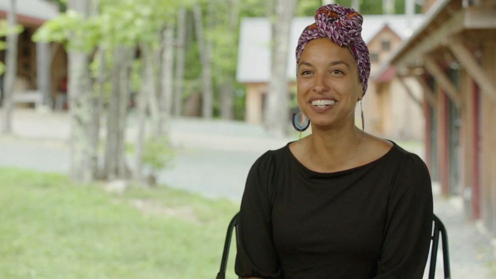 PHOTO: Leah Penniman, co-director of the Afro-Indigenous community-centered Soul Fire Farm, talks to ABC News about Black people's history and connection to the land. 