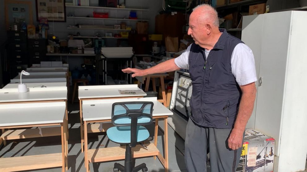 PHOTO: Les Ruefencht, a grandfather who lives outside of San Francisco, said a “World News Tonight” story inspired him to start building desks.