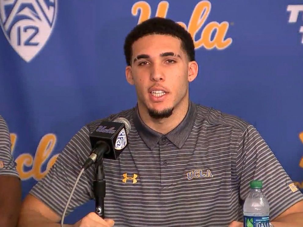 PHOTO: LiAngelo Ball spoke at a press conference at UCLA, Nov. 15, 2017.