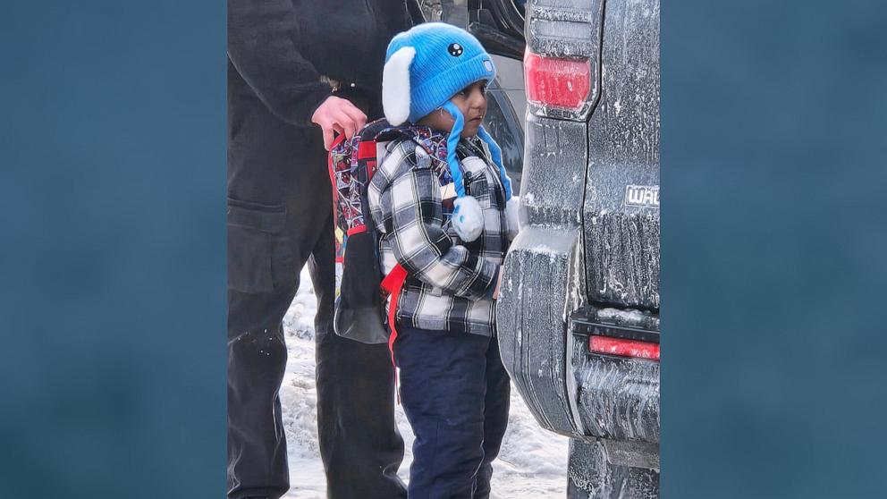 PHOTO: Liam Conejo Ramos, 5, is detained by U.S. Immigration and Customs Enforcement officers after arriving home from preschool, Jan. 20, 2026, in a Minneapolis suburb.