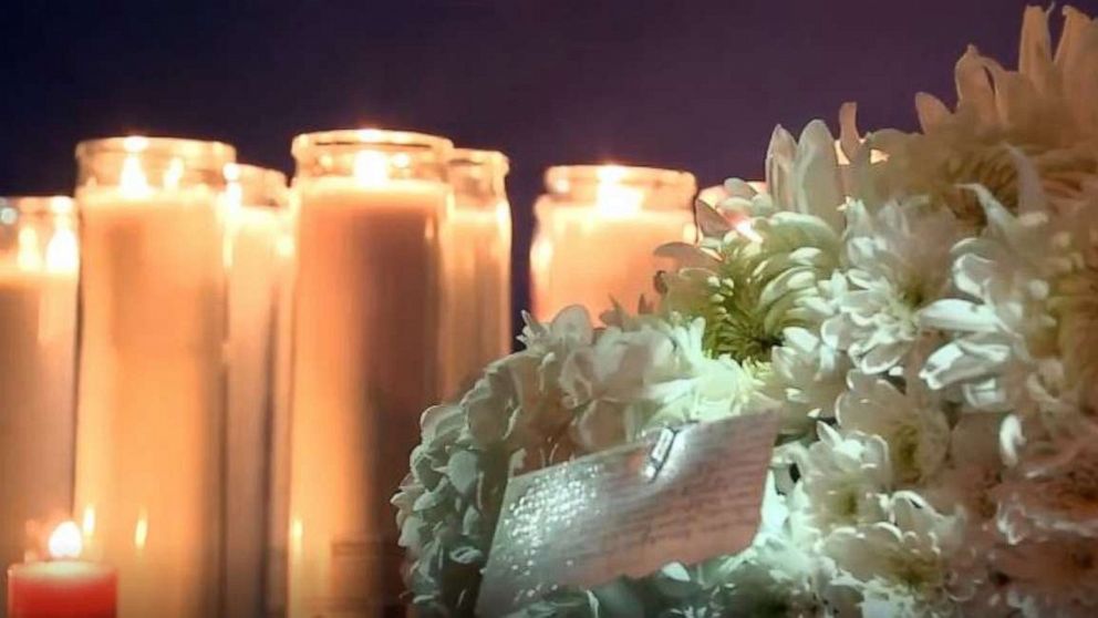 PHOTO: Friends and colleagues gathered in the evening of Feb. 18, 2020 outside the Finkelstein Memorial Library in Spring Valley, New York, to remember the 52-year-old security guard who was murdered by a man while she sat at her post.  