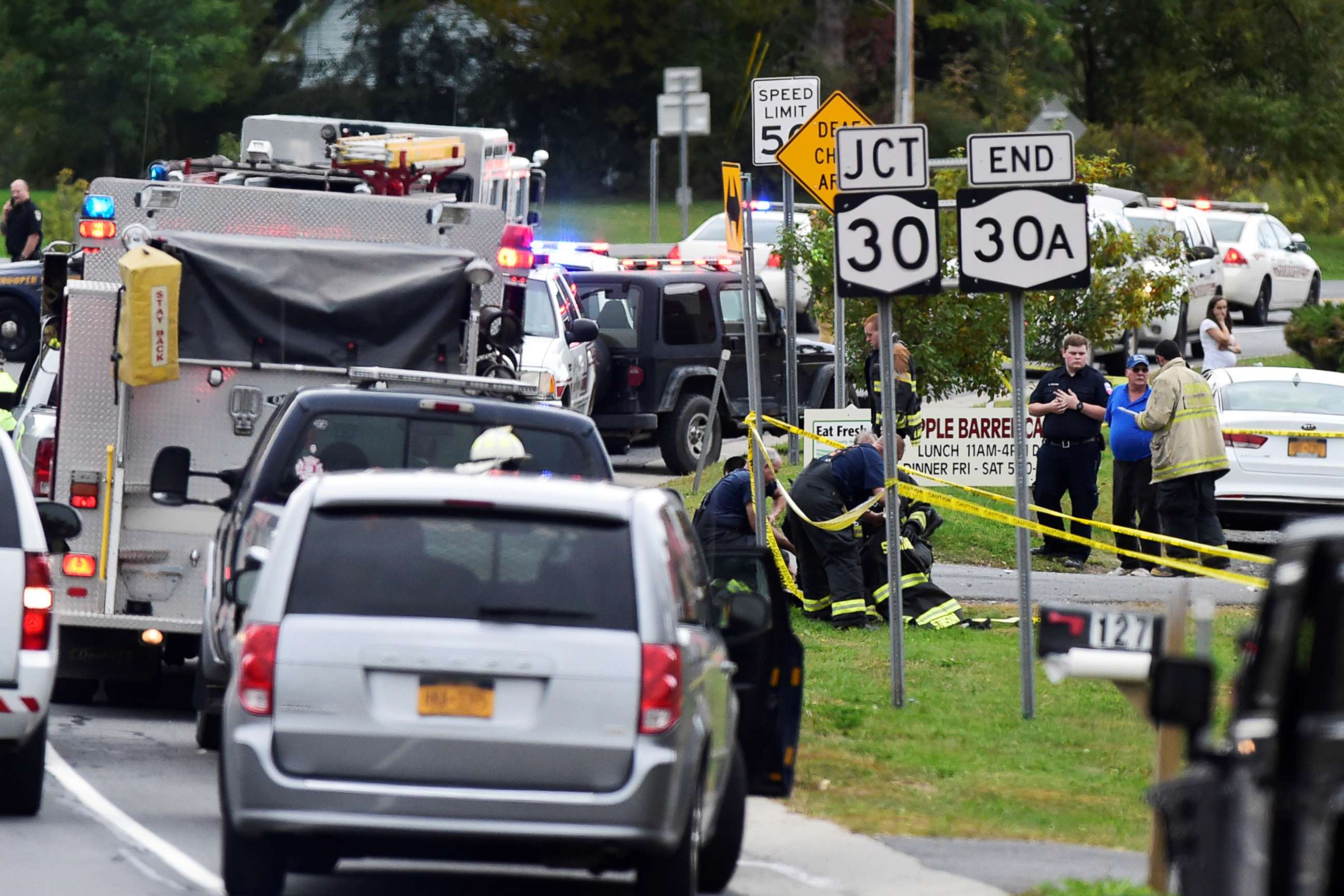 PHOTO: The scene of a deadly limousine crash in Schoharie, N.Y., Oct. 6, 20