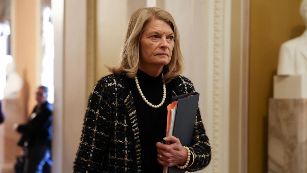 PHOTO: Sen. Lisa Murkowski heads to the Senate Chamber to vote on the Born-Alive Abortion Survivors Protection Act, Jan. 22, 2025 in Washington.