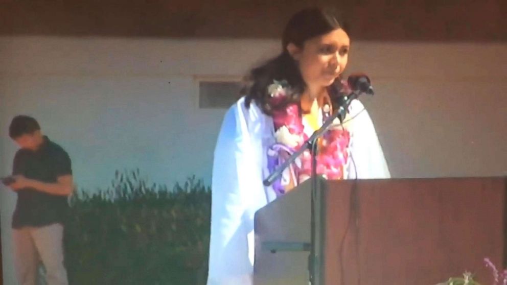 PHOTO: Lulabel Seitz, 17, says her microphone was cut off during her graduation allegedly by school administrators just as she was going to bring up sexual assaults on campus.