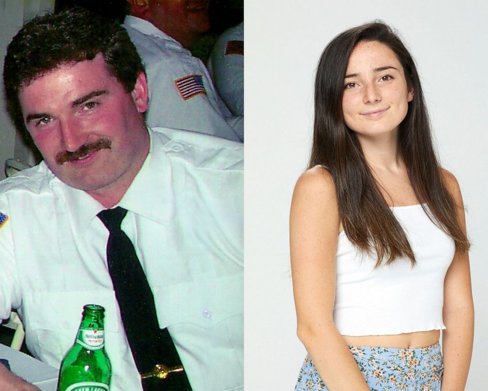 PHOTO: New York City firefighter Michael Lyons pictured alongside a 2021 photo of his daughter Mary Lyons.