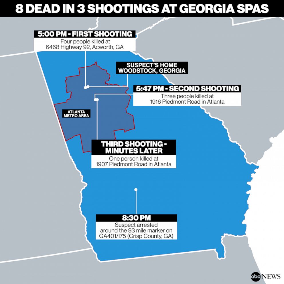 PHOTO: 8 dead in 3 shootings at Georgia spas