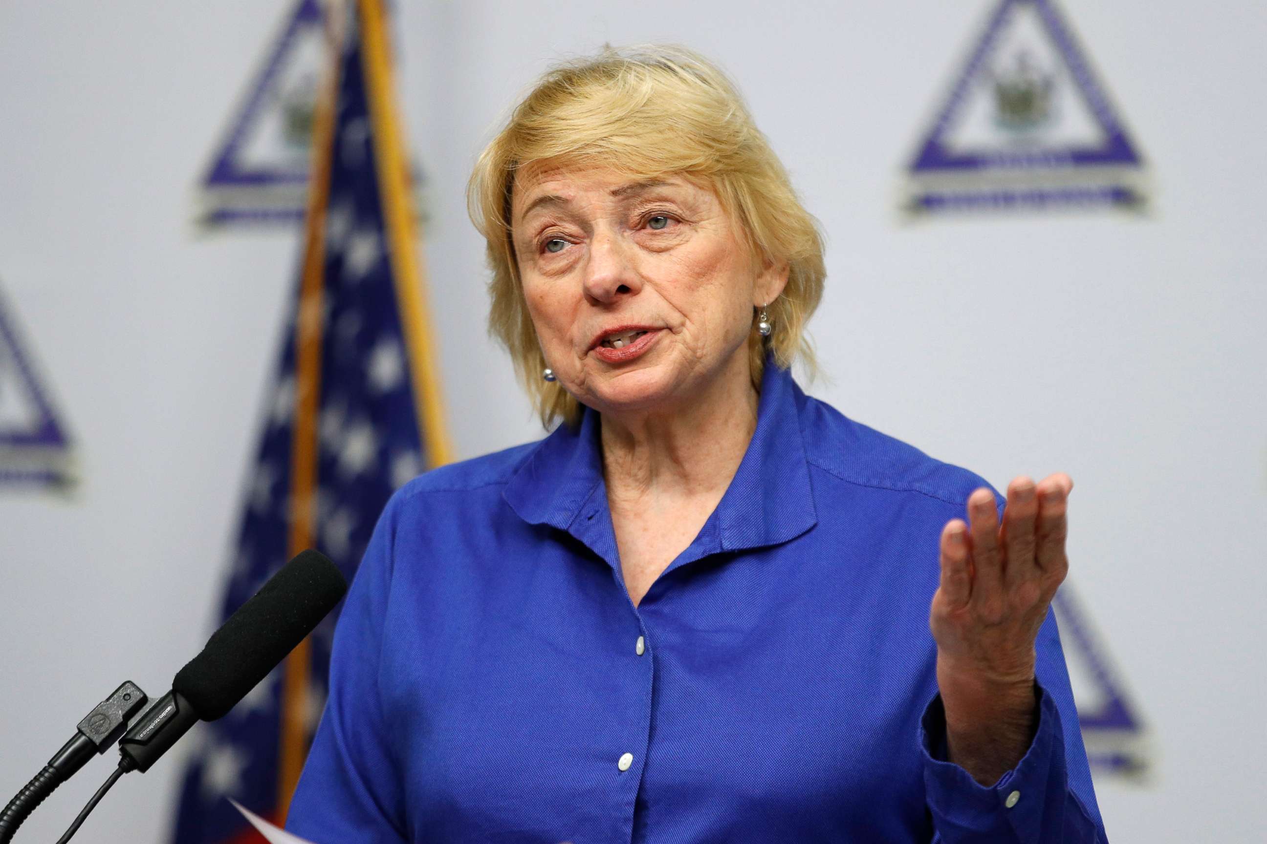 PHOTO: Maine Gov. Janet Mills speaks at a news conference where she announced new plans for the stay-at-home order and other measures to help combat the coronavirus pandemic, April 28, 2020, in Augusta, Maine.
