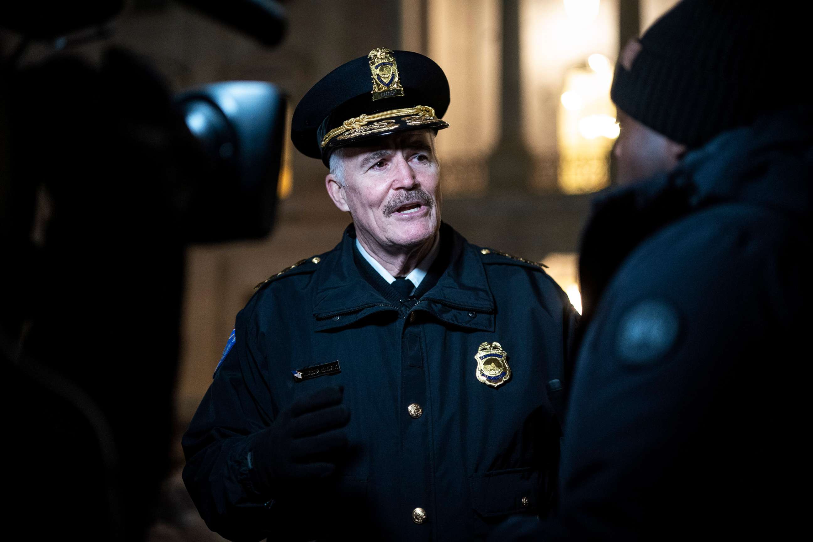 PHOTO: Capitol Police Chief Tom Manger speaks after a prayer vigil on the East Center Steps on the one year anniversary of the January 6th Capitol insurrection on Capitol Hill, Jan. 6, 2022.