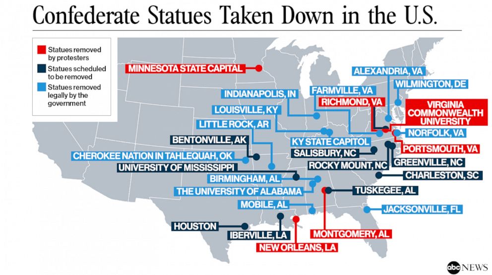 PHOTO: Confederate Statues Taken Down in the U.S.
