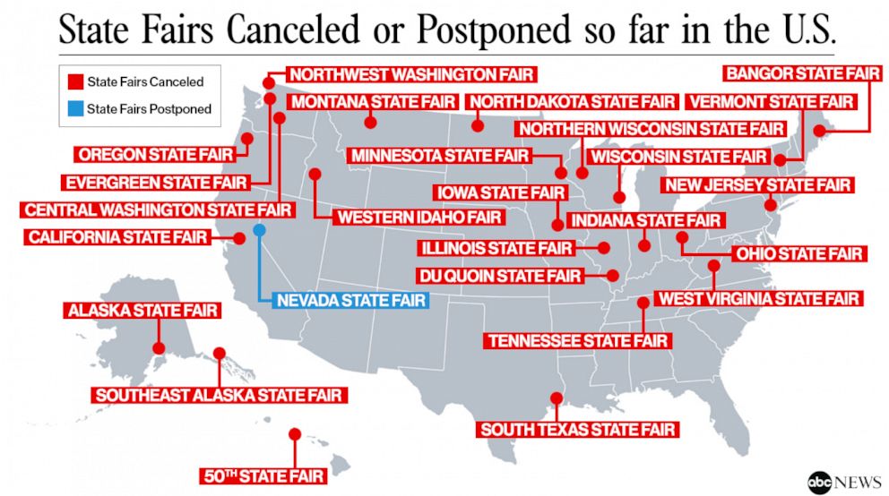 State fairs canceled or postponed so far in the U.S.