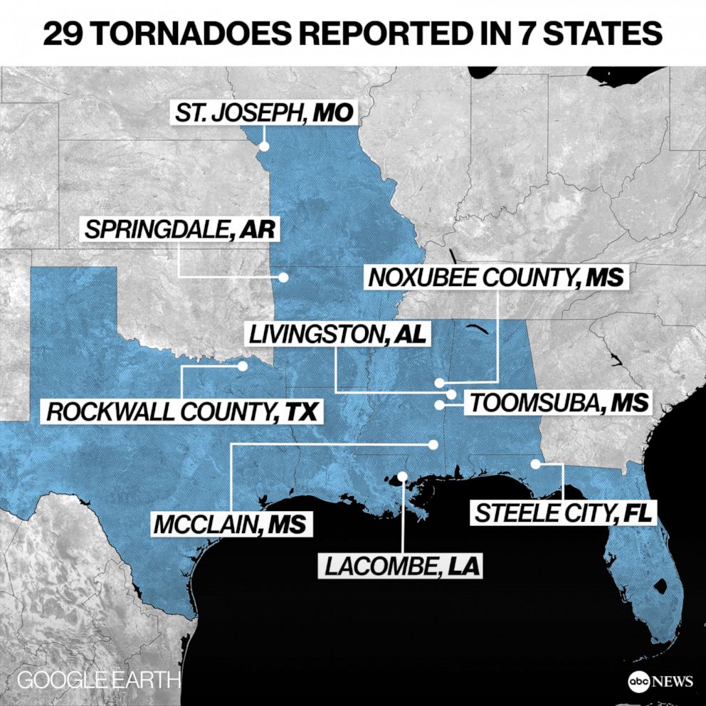 PHOTO: 29 Tornadoes reported in 7 states