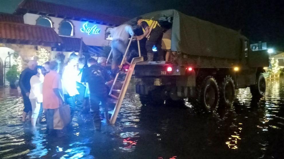 PHOTO: About 50 people were rescued along the Jersey Shore due to flooding brought on by Hurricane Erin, according to the Margate Fire Department.