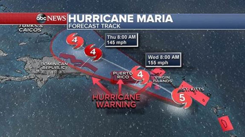 PHOTO: Hurricane Maria forecast track as of Sept. 19, 2017.