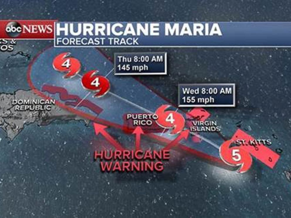 PHOTO: Hurricane Maria forecast track as of Sept. 19, 2017.