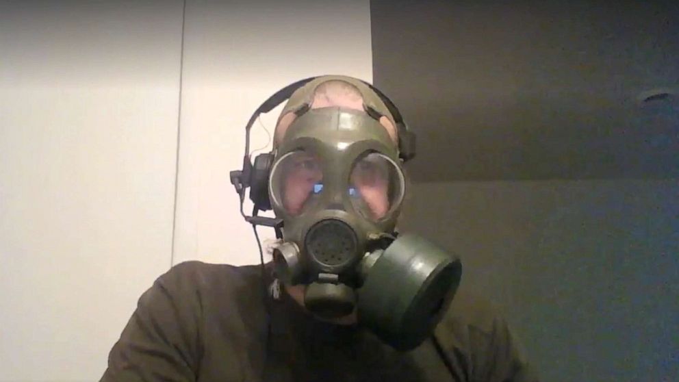 PHOTO: Patrik Matthews seen in a gas mask in an undated photo provided to ABC News by the FBI.